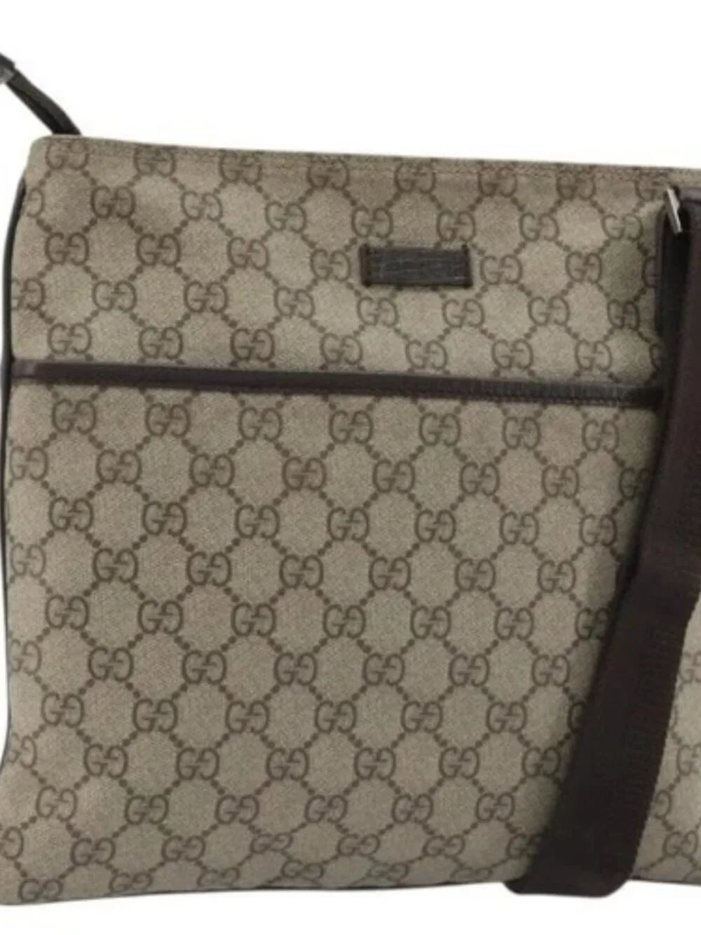 GUCCI GG Supreme Shoulder Bag PVC Beige Silver 141626 Auth 190277A